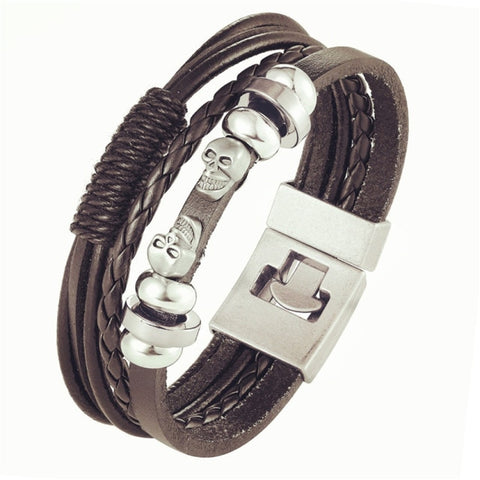 2020 New Handmade Retro Woven Charm Leather Bracelet Men Vintage Multilayer Bangles Scorpion Men Jewelry Pulseira Feminina TZ611