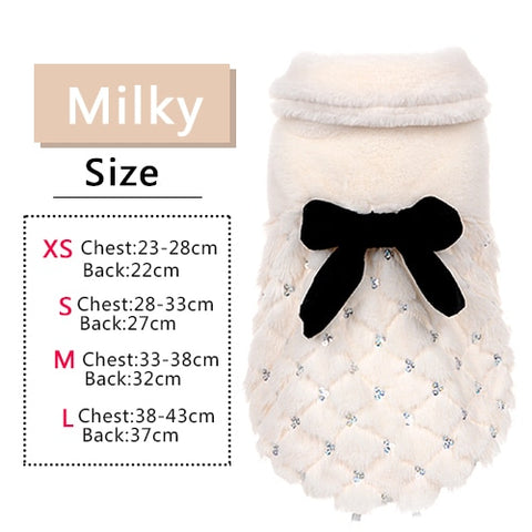 HOOPET Pet Clothes Elegant Luxury Fur Winter Overcoat Small Dog Cat Clothes Bowknot Chihuahua