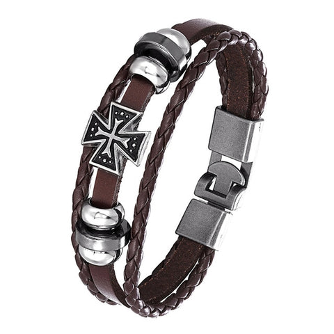 2020 New Handmade Retro Woven Charm Leather Bracelet Men Vintage Multilayer Bangles Scorpion Men Jewelry Pulseira Feminina TZ611