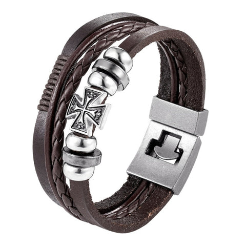 2020 New Handmade Retro Woven Charm Leather Bracelet Men Vintage Multilayer Bangles Scorpion Men Jewelry Pulseira Feminina TZ611