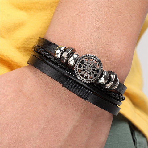 2020 New Handmade Retro Woven Charm Leather Bracelet Men Vintage Multilayer Bangles Scorpion Men Jewelry Pulseira Feminina TZ611