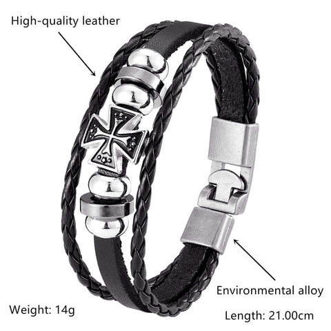 2020 New Handmade Retro Woven Charm Leather Bracelet Men Vintage Multilayer Bangles Scorpion Men Jewelry Pulseira Feminina TZ611