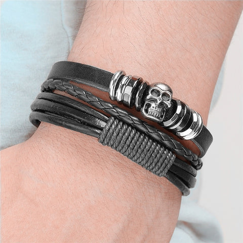 2020 New Handmade Retro Woven Charm Leather Bracelet Men Vintage Multilayer Bangles Scorpion Men Jewelry Pulseira Feminina TZ611