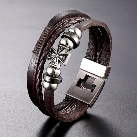 2020 New Handmade Retro Woven Charm Leather Bracelet Men Vintage Multilayer Bangles Scorpion Men Jewelry Pulseira Feminina TZ611