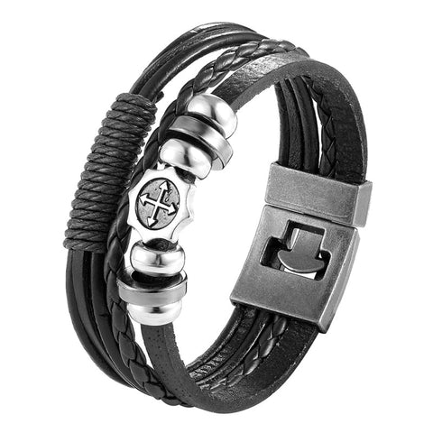 2020 New Handmade Retro Woven Charm Leather Bracelet Men Vintage Multilayer Bangles Scorpion Men Jewelry Pulseira Feminina TZ611