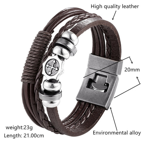 2020 New Handmade Retro Woven Charm Leather Bracelet Men Vintage Multilayer Bangles Scorpion Men Jewelry Pulseira Feminina TZ611