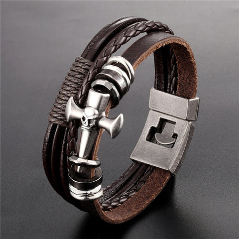 2020 New Handmade Retro Woven Charm Leather Bracelet Men Vintage Multilayer Bangles Scorpion Men Jewelry Pulseira Feminina TZ611