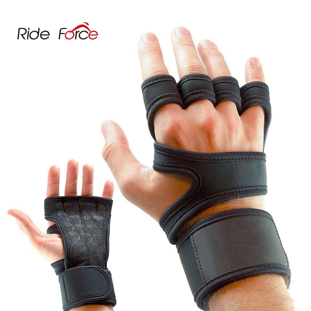 Gym Fitness Gloves Hand Palm Protector with Wrist Wrap Support Crossfit Workout Bodybuilding Power Weight Lifting Glove