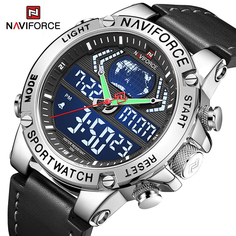 NAVIFORCE Luxury Mens Sport Watches Military Waterproof Digital Alarm Chronograph Quartz Wristwatch Male Clock Relogio Masculino