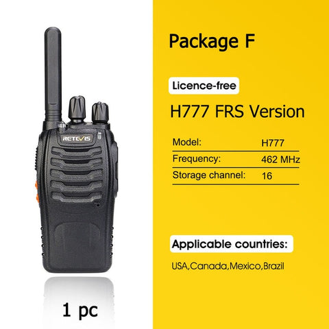 Walkie talkie Retevis H777 Plus PMR 446 Walkie-Talkies 1 or 2 pcs Handy Two-Way Radio FRS PTT Radio For Hunting Hotel Restaurant