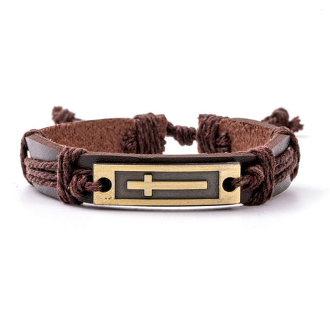 40 Style Vintage 2021 Leather Bracelets for Men Punk Black Brown Single layer Men's Stackable Bracelet Bangles Adjustable Jewelr