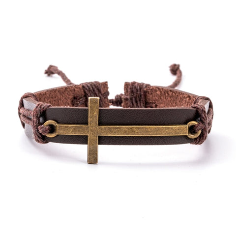 40 Style Vintage 2021 Leather Bracelets for Men Punk Black Brown Single layer Men's Stackable Bracelet Bangles Adjustable Jewelr