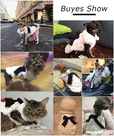 HOOPET Pet Clothes Elegant Luxury Fur Winter Overcoat Small Dog Cat Clothes Bowknot Chihuahua