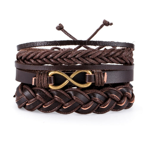 Hot Sale Retro Multi-layer Leather Bracelets For Man Wooden Beads Bracelet Handmade Owl Anchor Infinty Charm Bracelet Wrap Jewel