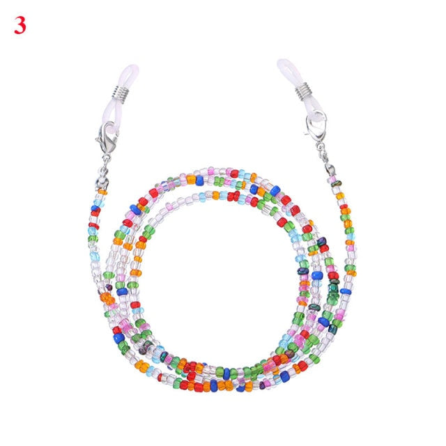 Bohemian Colored Mask Strap Beaded Glasses Chains Women Face Mask Lanyard Anti Slip Women&#39;s Neck Chain For Eyeglass Sunglasses