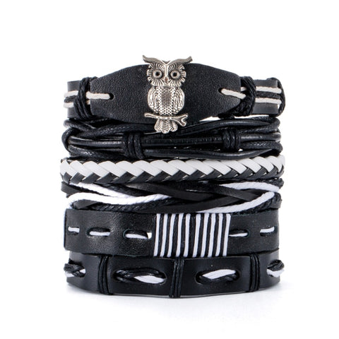 Eif Dock Vinatge Gothic Punk Skull Star Metal Multilayer Leather Bracelet Men Bracelets & Bangles Male Arm Jewelry wholesale