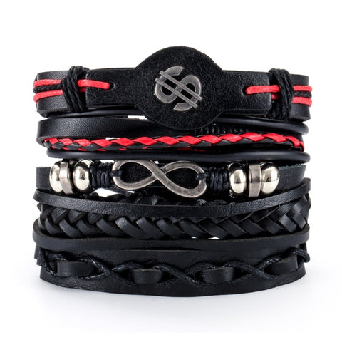 Eif Dock Vinatge Gothic Punk Skull Star Metal Multilayer Leather Bracelet Men Bracelets & Bangles Male Arm Jewelry wholesale