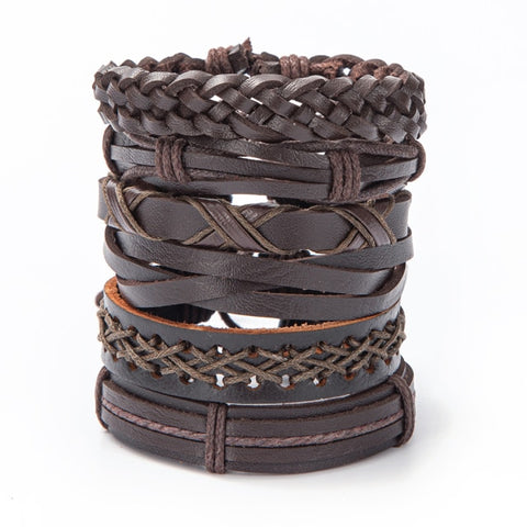 Eif Dock Vinatge Gothic Punk Skull Star Metal Multilayer Leather Bracelet Men Bracelets & Bangles Male Arm Jewelry wholesale