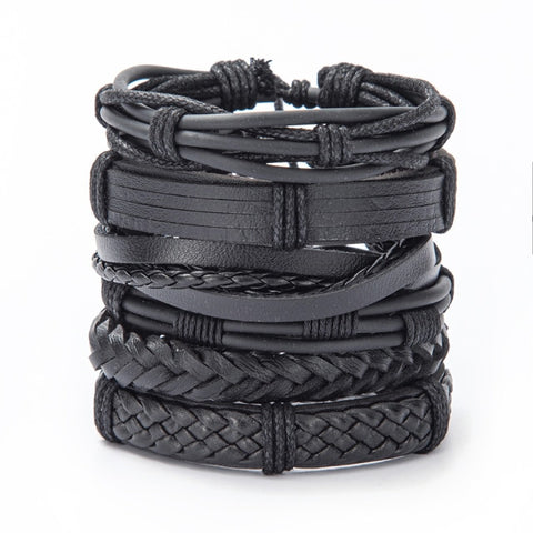 Eif Dock Vinatge Gothic Punk Skull Star Metal Multilayer Leather Bracelet Men Bracelets & Bangles Male Arm Jewelry wholesale