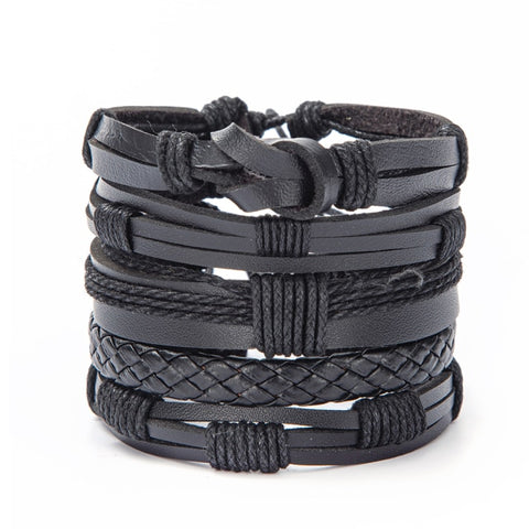 Eif Dock Vinatge Gothic Punk Skull Star Metal Multilayer Leather Bracelet Men Bracelets & Bangles Male Arm Jewelry wholesale