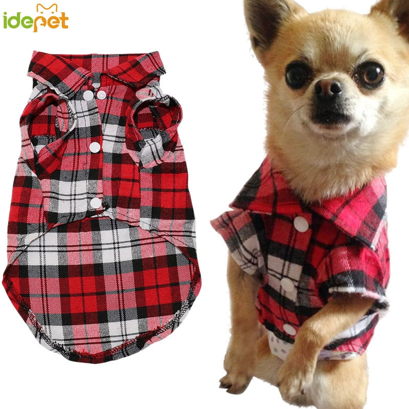 Plaid Dog Clothes Summer Dog Shirts for Small Medium Dogs Pet Clothing Yorkies Chihuahua Clothes Best Sale 11by20S1