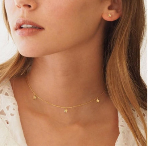 LATS Gold color Choker Necklace for women Multilayer Long moon Tassel Pendant Chain Necklaces & Pendants chokers Fashion Jewelry