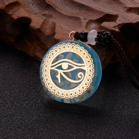Geometric Pattern Chakras Orgonite Natural Stone Pendant Rope Chain Healing Energy Necklace For Women Men Meditation Jewelry