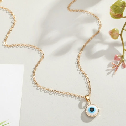 Bohemian Vintage Turkish Evil Eye Pendant Necklace Fashion Clavicle Chain Statement Long Necklace Women Jewelry Femme Collares