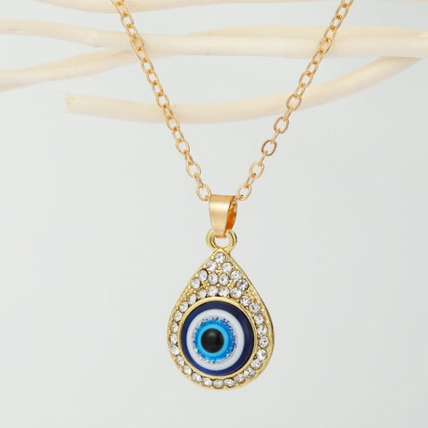 Bohemian Vintage Turkish Evil Eye Pendant Necklace Fashion Clavicle Chain Statement Long Necklace Women Jewelry Femme Collares