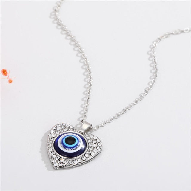 Bohemian Vintage Turkish Evil Eye Pendant Necklace Fashion Clavicle Chain Statement Long Necklace Women Jewelry Femme Collares