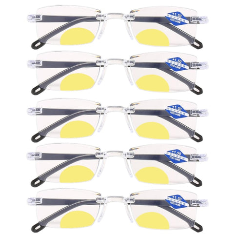 New Diamond-cut Bifocal Progressive Reading Glasses Men Blue Light Blocking Multifocal Eyewear Ultralight Rimless Eyeglasses