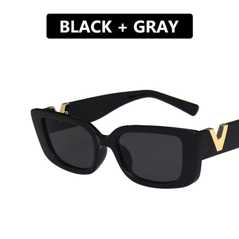 Retro Cat eyt Frame Sunglasses Women 2021 Luxury V Sun Glasses Men Fashion Rectangle Jelly Sunglasses with Metal Hinges UV400