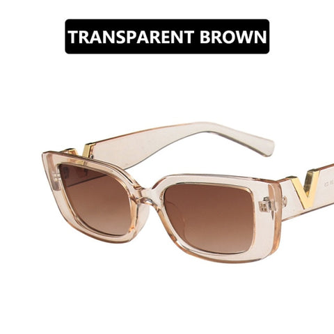 Retro Cat eyt Frame Sunglasses Women 2021 Luxury V Sun Glasses Men Fashion Rectangle Jelly Sunglasses with Metal Hinges UV400