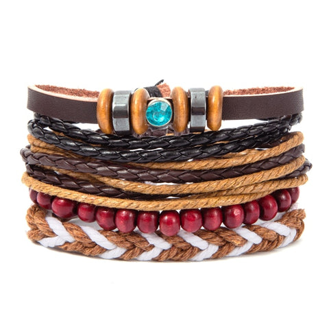 Eif Dock Owl Evil Eye Feather Leather Bracelets Handmade Jewelry Bohemian Style Beaded Multi-layer Wrap Bracelet Women Gifts