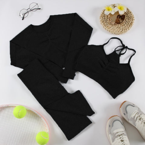 CHRLEISURE 2/3/4PCS Sports Suits Fitness Seamless Women Yoga Set Workout Shockproof Sports Bra High Waist Shorts Gym Leggings