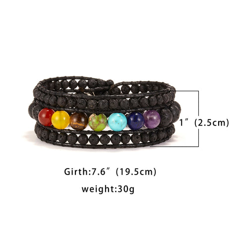 New Fashion Mixed Color Natural Stone Bracelet For Women Men Chakra Heart Wrap Leather Chain Bracelet&Bangle Charm Jewelry