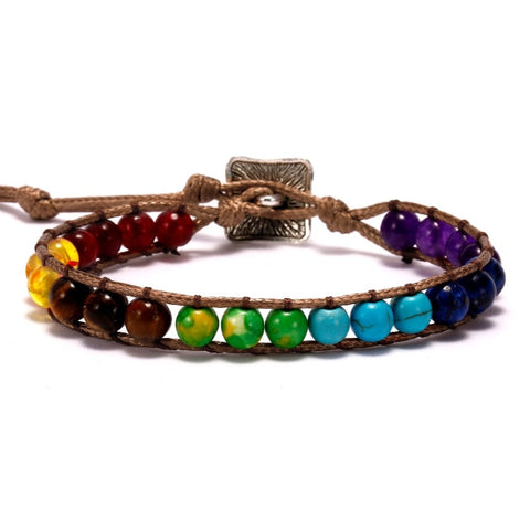 New Fashion Mixed Color Natural Stone Bracelet For Women Men Chakra Heart Wrap Leather Chain Bracelet&Bangle Charm Jewelry