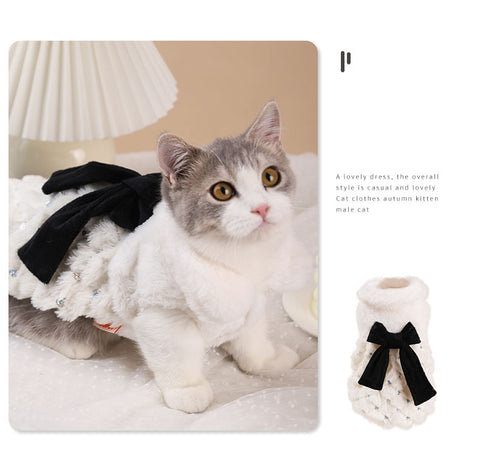 HOOPET Pet Clothes Elegant Luxury Fur Winter Overcoat Small Dog Cat Clothes Bowknot Chihuahua