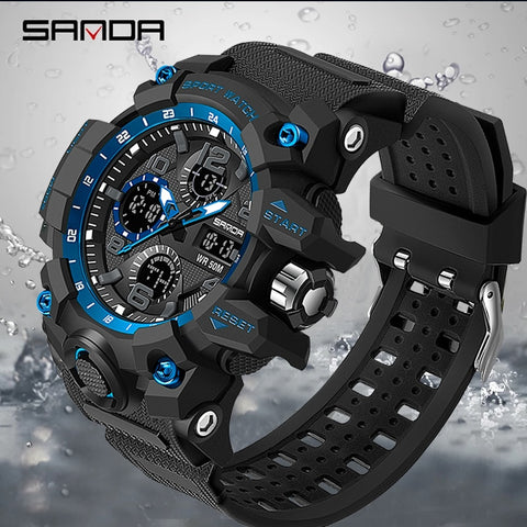 SANDA Brand G Style Men Digital Watch Shock Military Sports Watches Fashion Waterproof Electronic Wristwatch Mens Relogios 6021