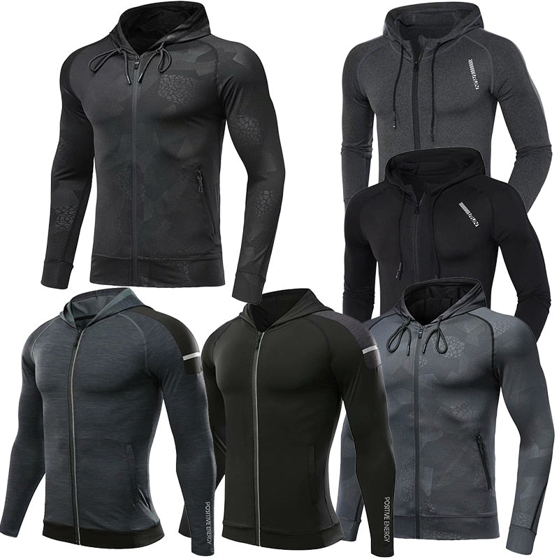 Men Brand Hoodies Gym Sport Running Training Fitness Bodybuilding Sweatshirt Outdoor Sportswear Male Hooded Jacket MMA Dry Fit