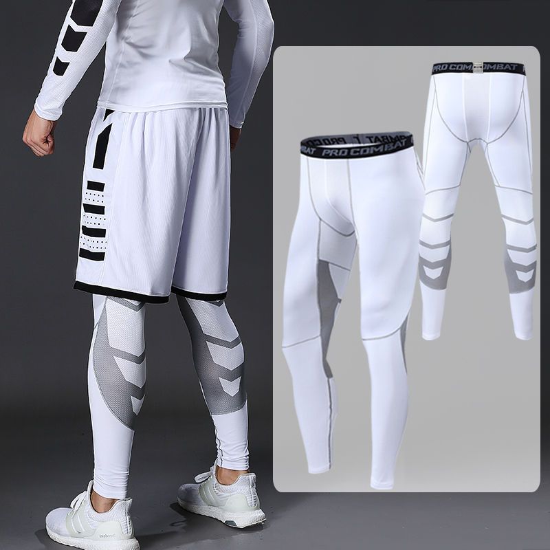 Men&#39;s Compression Pants Male Tights Leggings for Running Gym Sport Fitness Quick Dry Fit Joggings Workout White Black Trousers