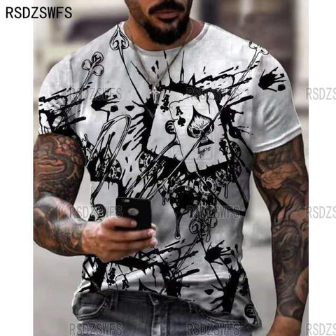 Horrible Skull Spades Poker T-Shirt Casual Men Summer 3D-Print Extra-Large T-Shirt 2021 Comfort Breathable T-Shirt Tops 110-5XL