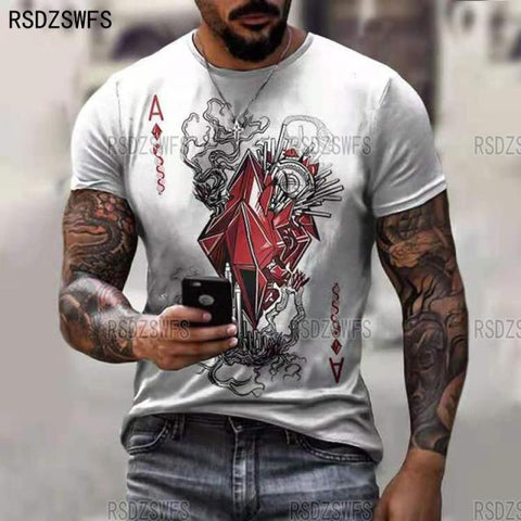 Horrible Skull Spades Poker T-Shirt Casual Men Summer 3D-Print Extra-Large T-Shirt 2021 Comfort Breathable T-Shirt Tops 110-5XL