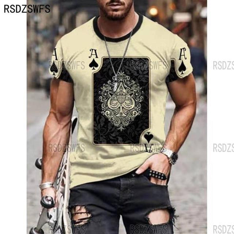 Horrible Skull Spades Poker T-Shirt Casual Men Summer 3D-Print Extra-Large T-Shirt 2021 Comfort Breathable T-Shirt Tops 110-5XL