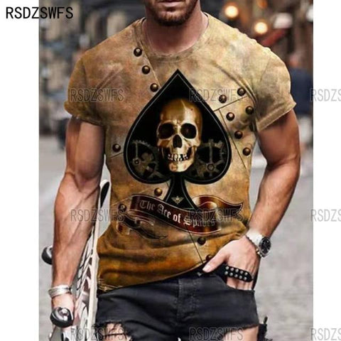 Horrible Skull Spades Poker T-Shirt Casual Men Summer 3D-Print Extra-Large T-Shirt 2021 Comfort Breathable T-Shirt Tops 110-5XL