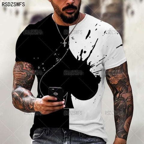 Horrible Skull Spades Poker T-Shirt Casual Men Summer 3D-Print Extra-Large T-Shirt 2021 Comfort Breathable T-Shirt Tops 110-5XL