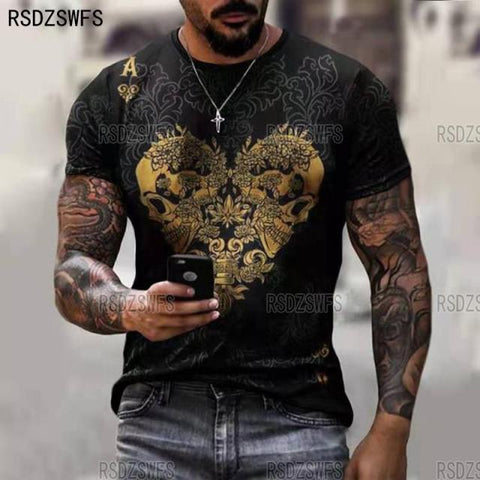 Horrible Skull Spades Poker T-Shirt Casual Men Summer 3D-Print Extra-Large T-Shirt 2021 Comfort Breathable T-Shirt Tops 110-5XL