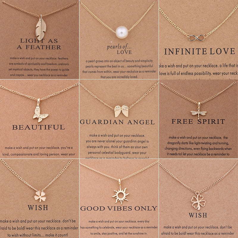 New Trendy Alloy Cute Elegant Sun Love Star Leaves Clover Unicorn Luck Pendant Necklaces for Women Fashion Accessories Jewelry