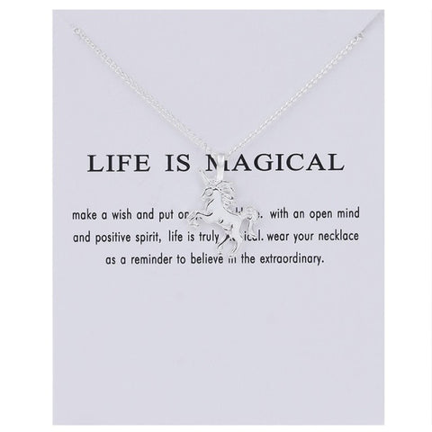 New Trendy Alloy Cute Elegant Sun Love Star Leaves Clover Unicorn Luck Pendant Necklaces for Women Fashion Accessories Jewelry