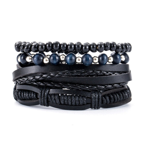 Eif Dock Vinatge Gothic Punk Skull Star Metal Multilayer Leather Bracelet Men Bracelets & Bangles Male Arm Jewelry wholesale